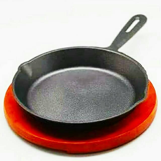 Cast Iron Skillet Pan Hot Plate Steak 20 cm Medium Tatak Kayu