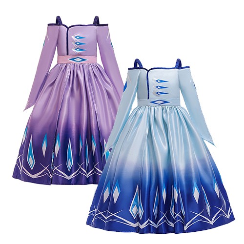 Dress princess sabrina satin dress biru/ungu