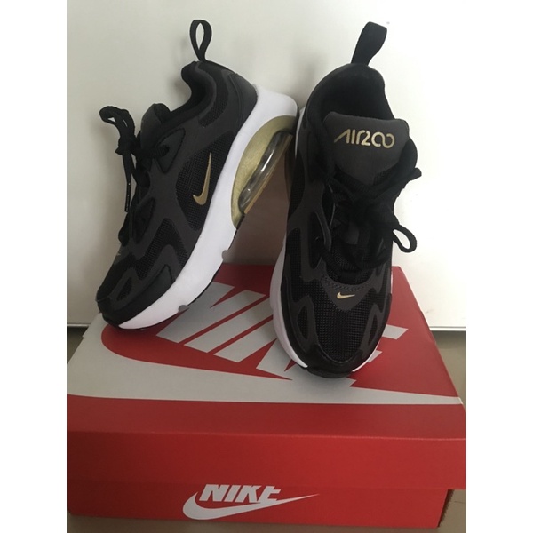 AUTHENTIC NIKE Air Max 200 Kids Sneakers - Black/Metallic Gold-Anthracite