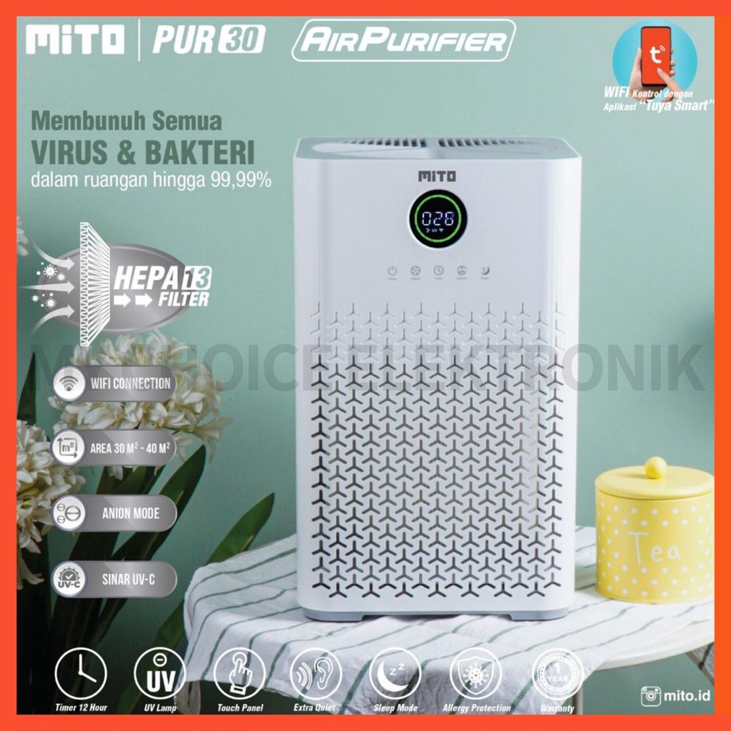 Mito Air Purifier 30 PUR30 UV-C, HEPA13, Anion, Anti-Alergy / PUR-30