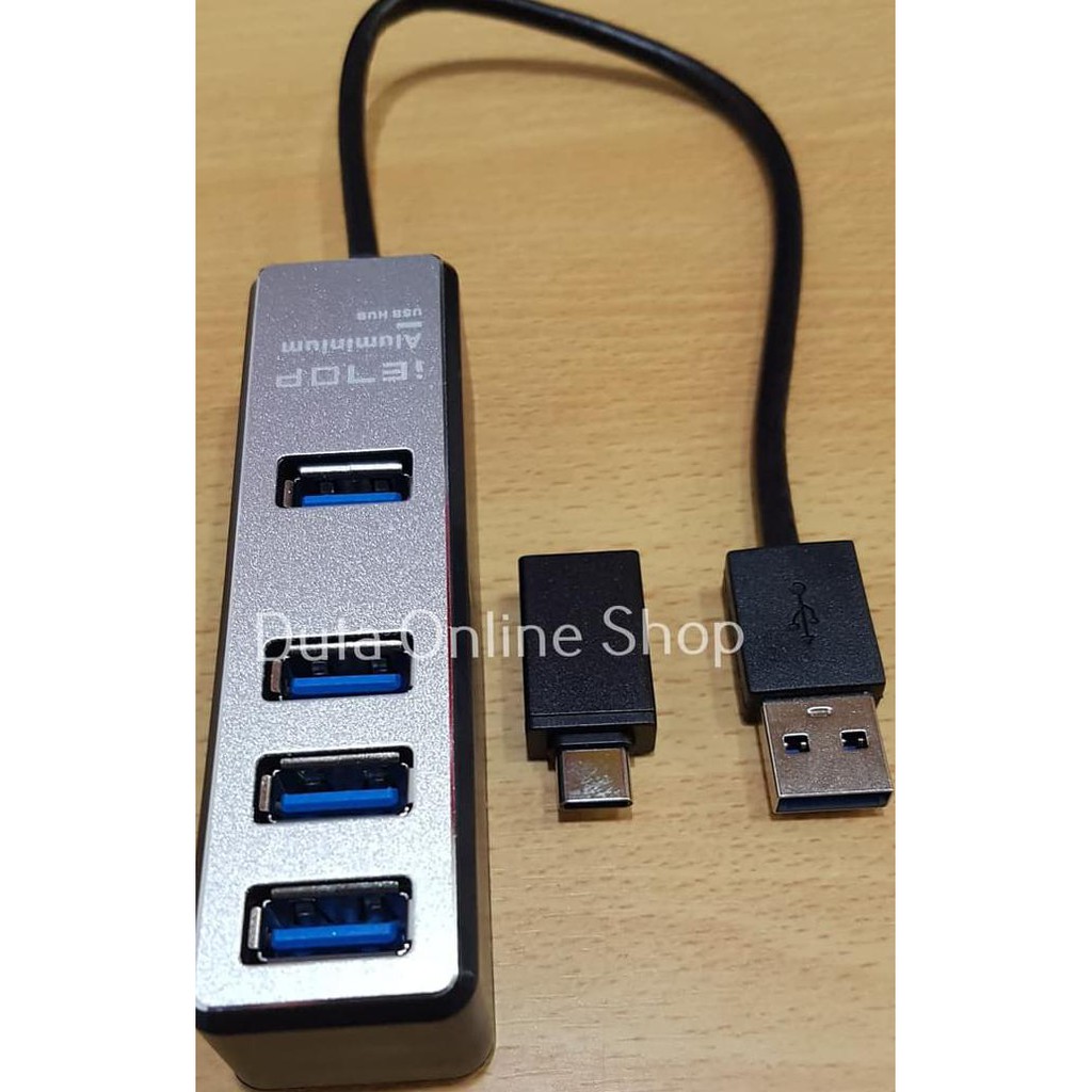 3IO3 USB HUB 3.0 4PORT COMBO USB TYPE C IETOP T309 SUPER SPEED ALUMINIUM 70O5