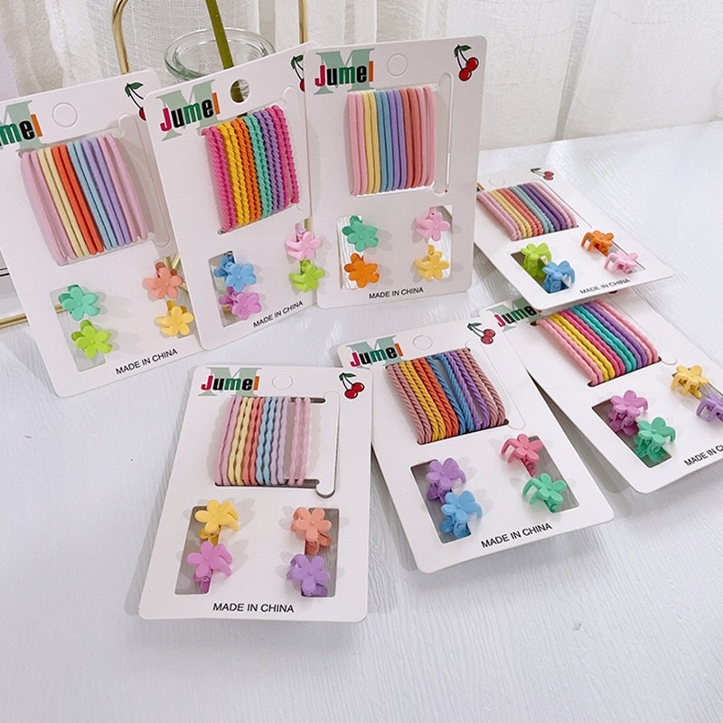 [16pcs] Ikat Rambut Set + Jedai Doff Mini Karet Rambut Jepit Rambut Set Warna Pastel Hair Ties Matte Hair Claw Clip