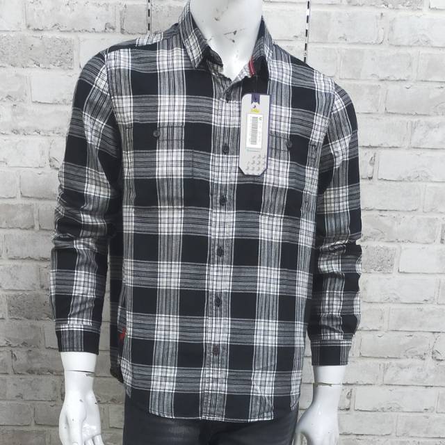 Lois jeans kemeja salur putih hitam