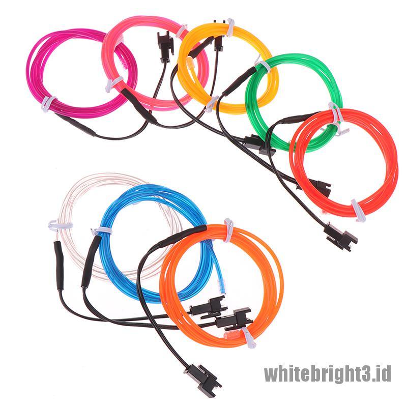 Lampu Neon LED EL Wire Rope Flexible 1M Warna Putih Untuk Dekorasi Pesta Dansa