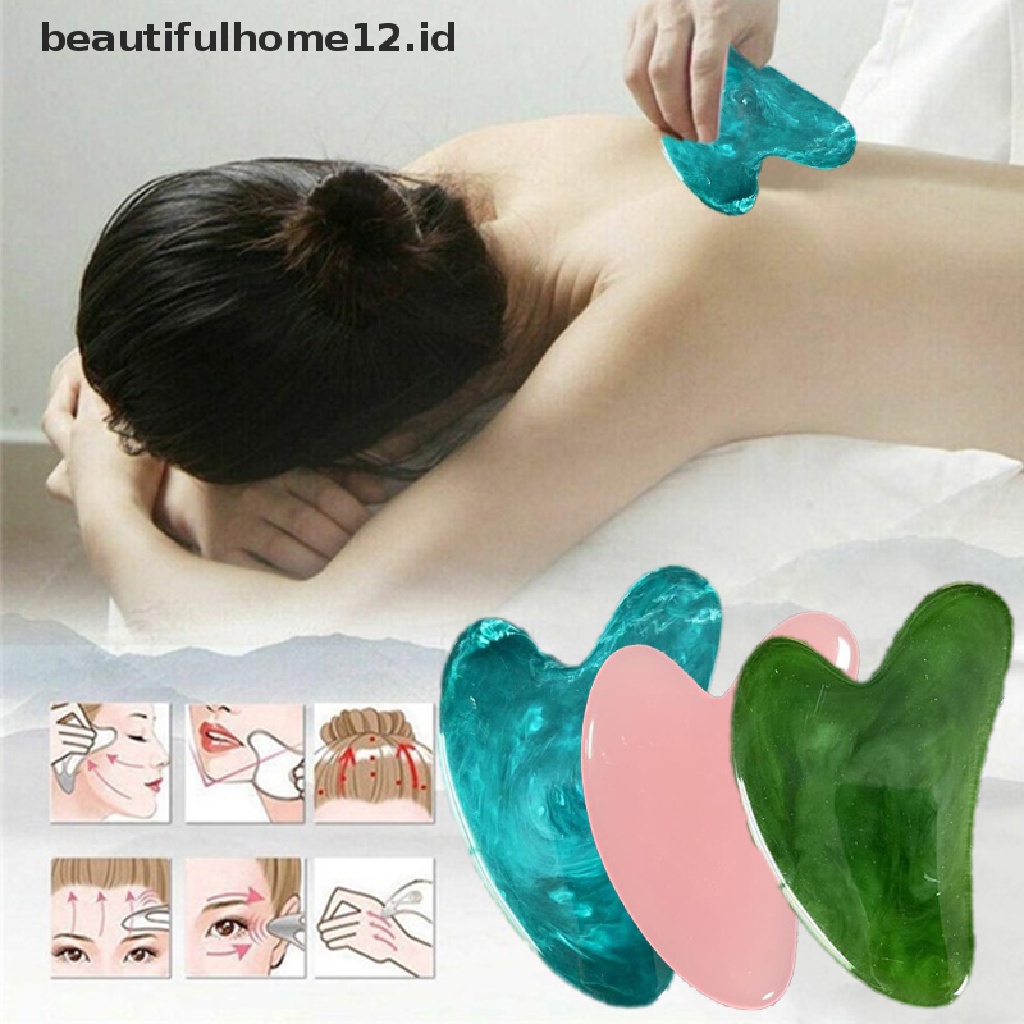 【beautifulhome12.id】 Gua Sha Facial Full Body Massage Natural Resin Board Scraping Massage Tool .