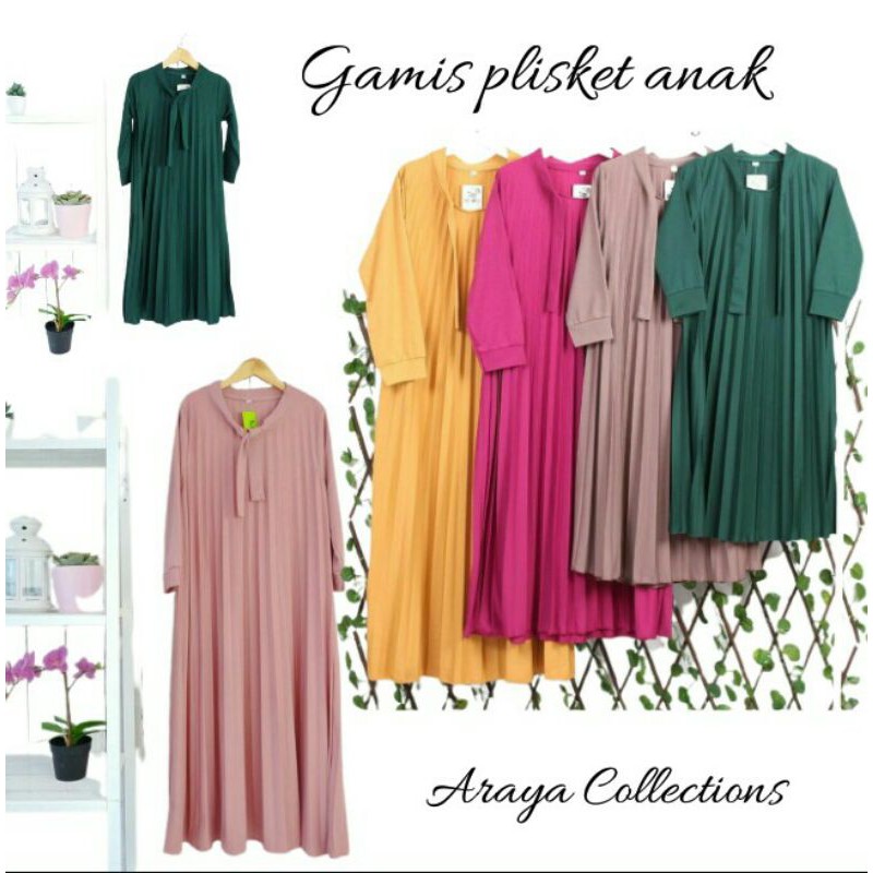 Gamis plisket anak, baju muslim anak perempuan