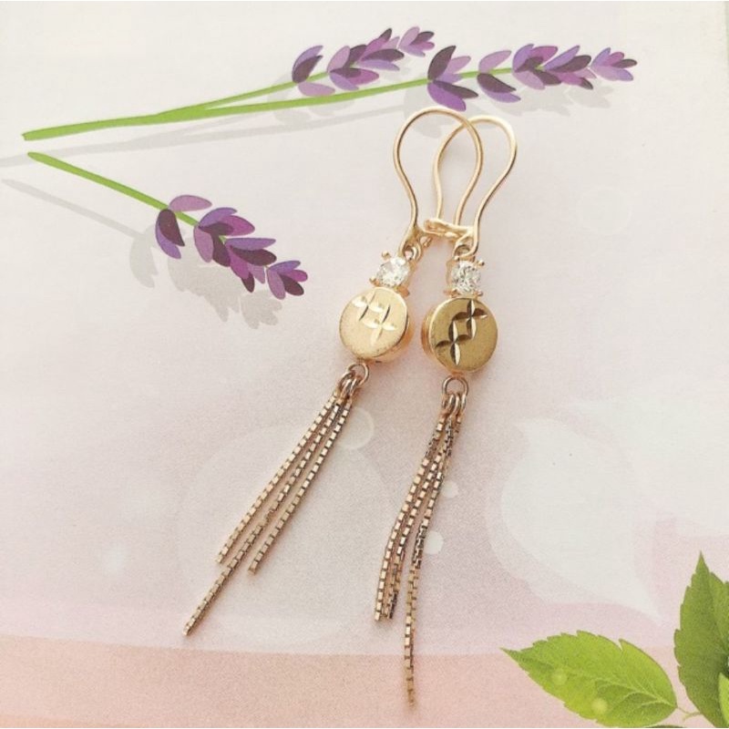 Anting panjang bulat mata kadar 375 8K