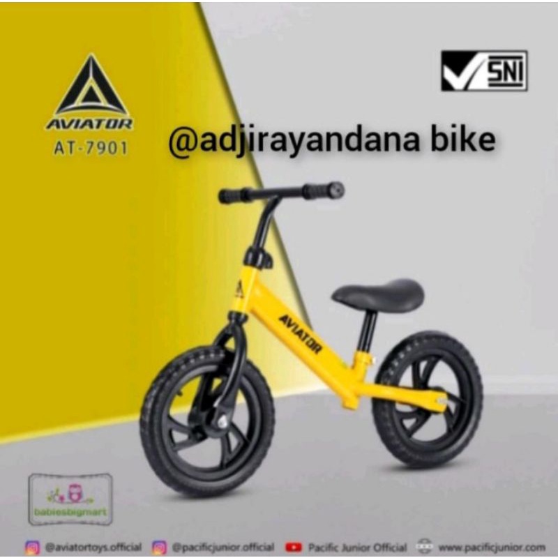 Sepeda Anak Balance bike Push Bike Tanpa Pedal AVIATOR AT 7901 & AT 2008 New-At 7901 kuning