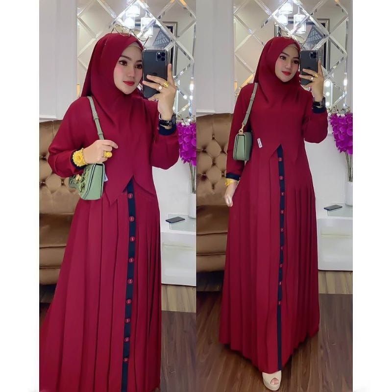 [Fashion Muslim] Gamis ELIZA dress lemonskin variasi kancing