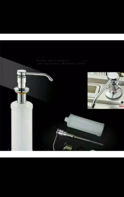 Tempat sabun cair tanam wastafel &amp; sink. Soap dispenser push Stainless SUS 304