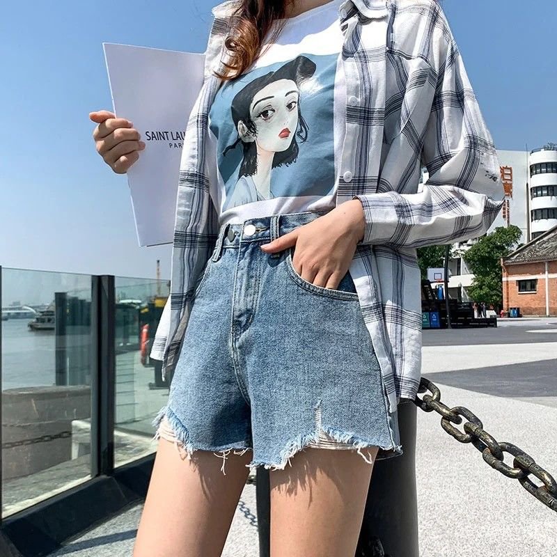 CEWEK_ID Hot pants celana pendek jumbo celana jins wanita kekinian highwaist pants celana pendek cewek short pants ripped jeans ootd