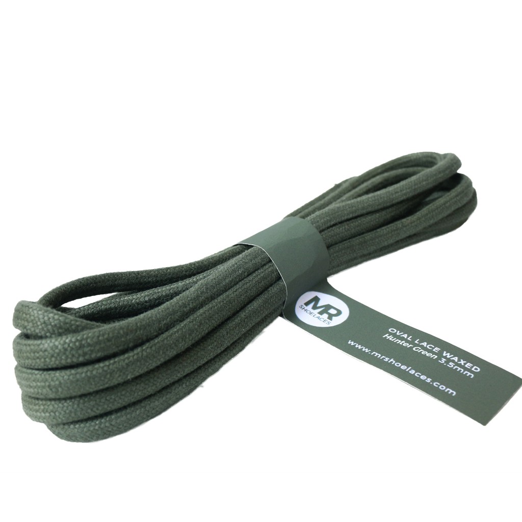 MR Shoelaces FC21 Hunter Green Tali Sepatu Lilin Oval 3.5mm (Waxed Laces) 50cm 100cm 120cm 150cm 200cm - Premium Shoelace - Hijau