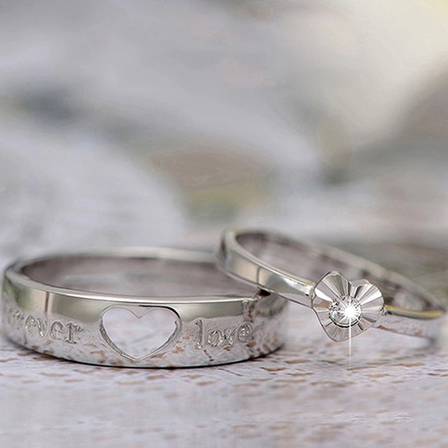Hu Hu Hu Hu Hu Alat Bantu Pasang Kacamata♡ Cincin Open Ring Desain Hati Hollow Lapis Silver Untuk Pasanganpriawanita