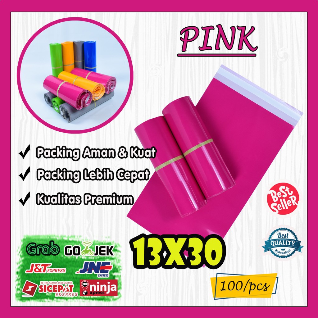 

Polymailer kantong kemasan amplop plastik tebal 13X30 WARNA PREMIUM @100 PCS - GLOSSY mewah elegan
