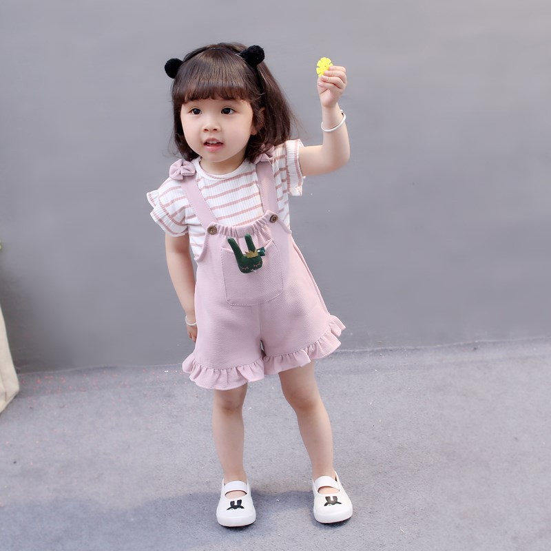 Baju Anak Perempuan Import Striped - Setelan Anak Perempuan Celana Kodok Jumpsuit Umur 1 2 3 4 Tahun