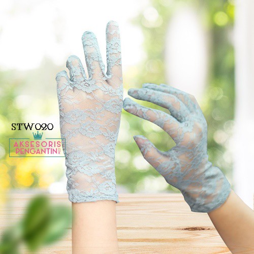 [STOCK TERBATAS] AKSESORIS PENGANTIN SARUNG TANGAN LACE WEDDING GLOVES ABU ABU STW020