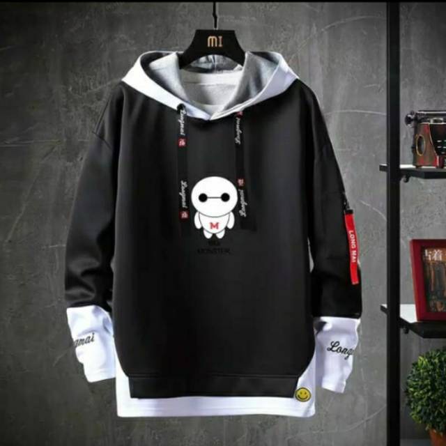 HOODIE Pria ESOBOY Original sweater distro //suiter // switer // jaket gunung Jumper-BIG MONSTER HITAM