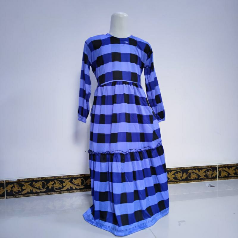 Gamis Anak Rempel Bawah Adinda Murah Motif Kotak