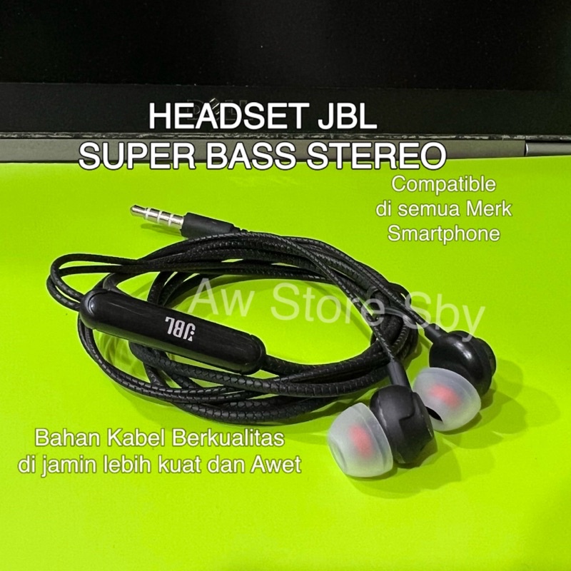 (JBL T-33) Headset JBL Strong Bass Stereo + Microphone Earphone JBL Mega Bass