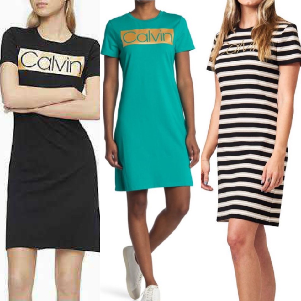 Calvin klein striped logo t-shirt dress