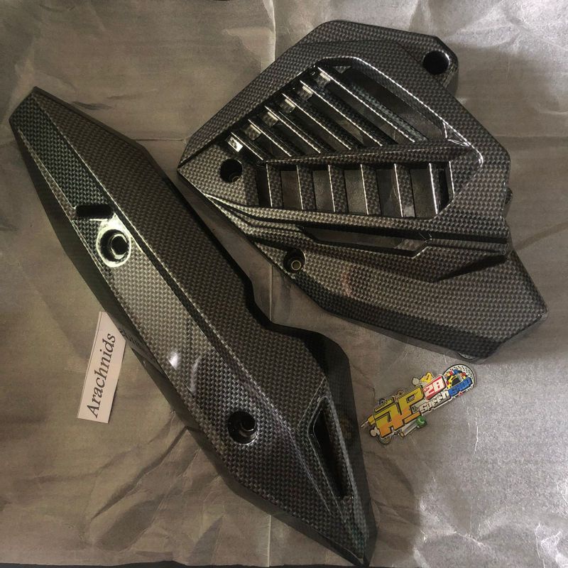 TAMENG KNALPOT DAN COVER RADIATOR VARIO 150 NEW VARIO 125 NEW TAHUN 2019-2020 CARBON ORIGINAL THAILAND