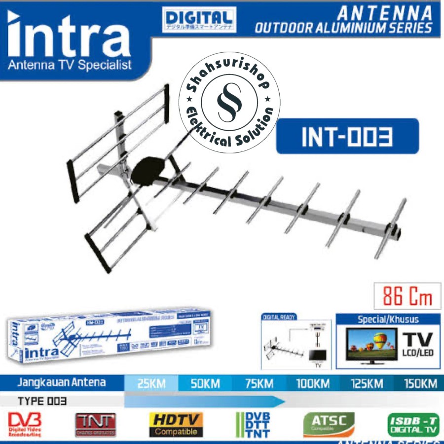 INTRA ANTENA INT003 + KABEL ANTENNA OUTDOOR DIGITAL ALUMUNIUM INT 003