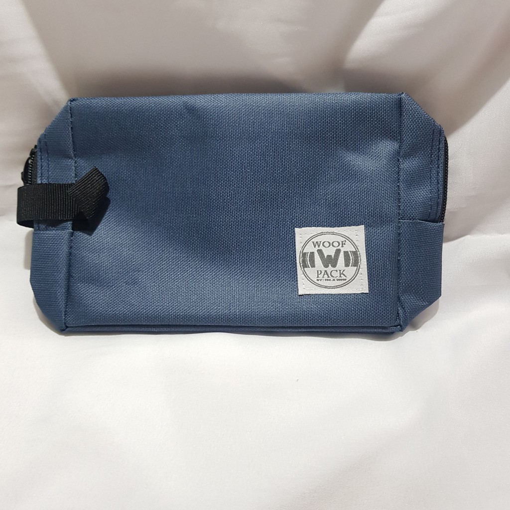 Tas kecil pria tempat pensil pria Polyester kantong travel pria denim
