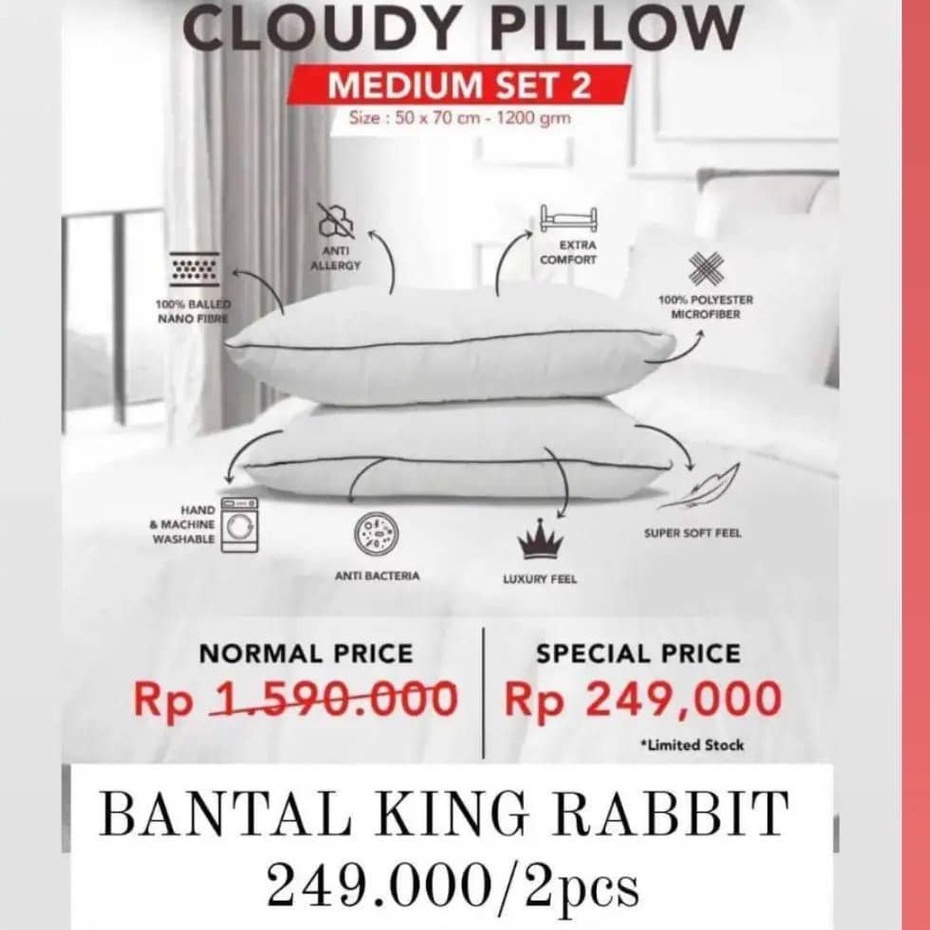 Bantal King Rabbit Bantal Hotel Cloudy Pillow isi 2