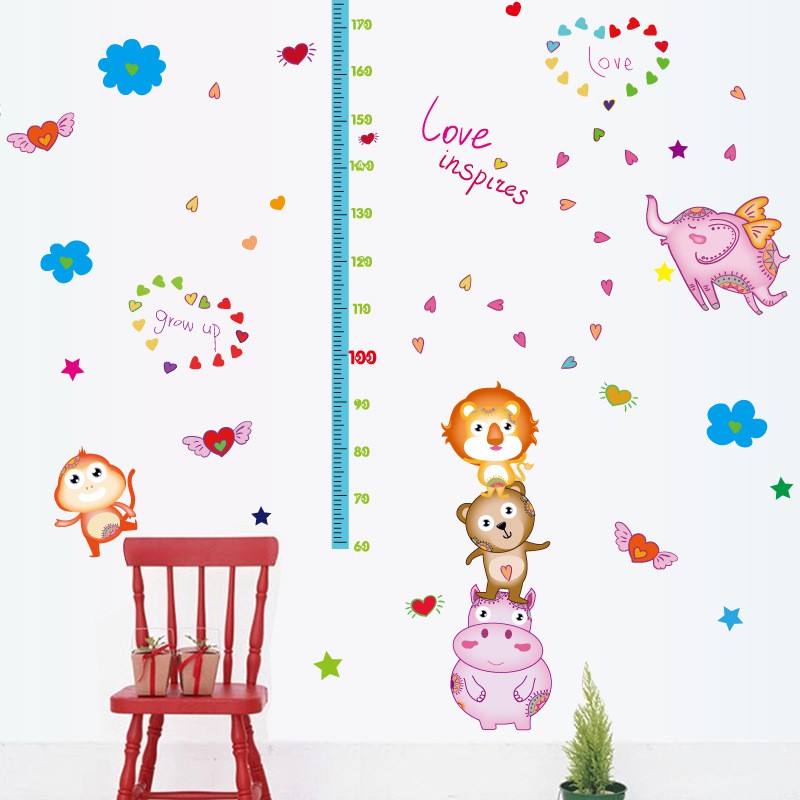 RELIZA WALL STICKER TINGGI BADAN ANAK GROW UP ANIMAL KID SK9141 STIKER DINDING