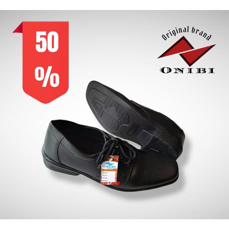 ONIBI Sepatu Pria Pantofel Tali Hitam Merk Onibi