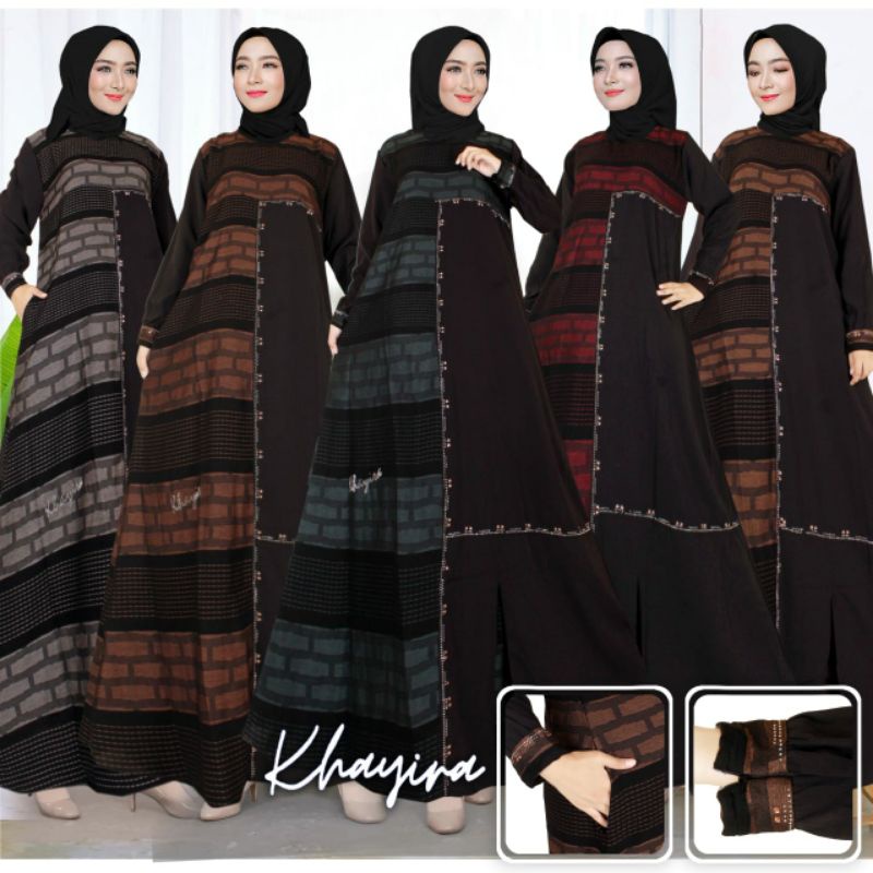 terbaru / gamis / abaya hikmat kw tenun asli  Khayira jumbo L3 Ld 120