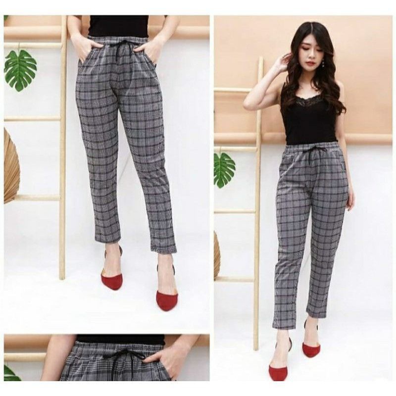 Celana baggy Motif Kotak / Celana Doty Tartan / Luna Pants baggy kotak