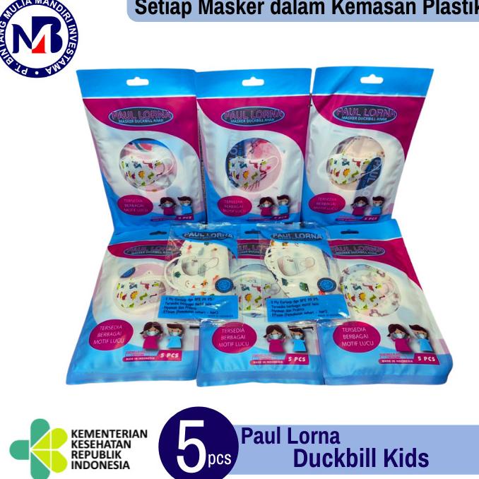 Masker Anak Paul Lorna Duckbill Kids isi 5pcs Earloop 3Ply 90-makmur75 Ayo Beli