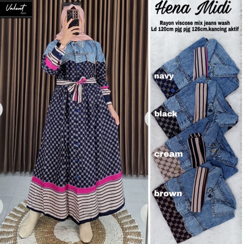 hena MIDI //gamis rayon ori valent