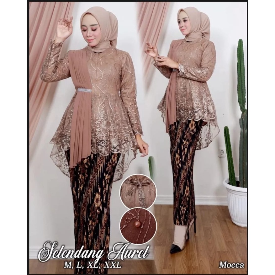 LB Kebaya modern/kebaya tunik tille/Setelan Kebaya Aurora Selendang Aurel//Kebaya Blouse Selendang A