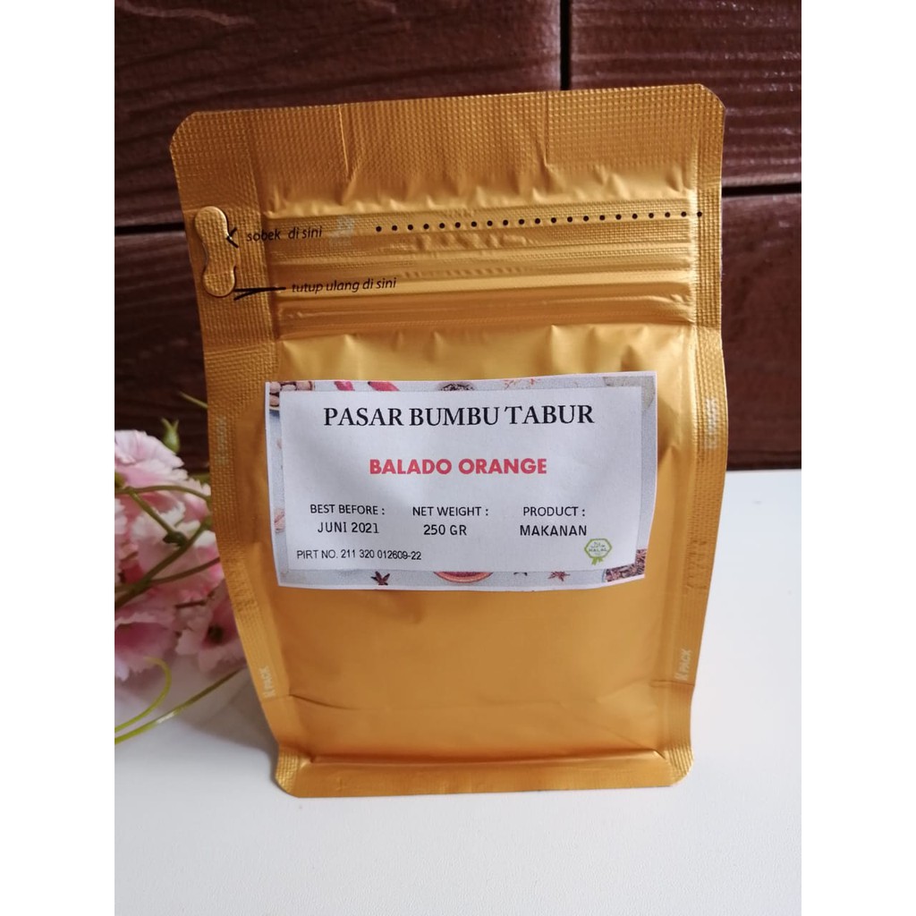 

BUMBU TABUR BALADO ORANGE 250 GR BUBUK MAKANAN SERBAGUNA ENAK MURAH HALAL