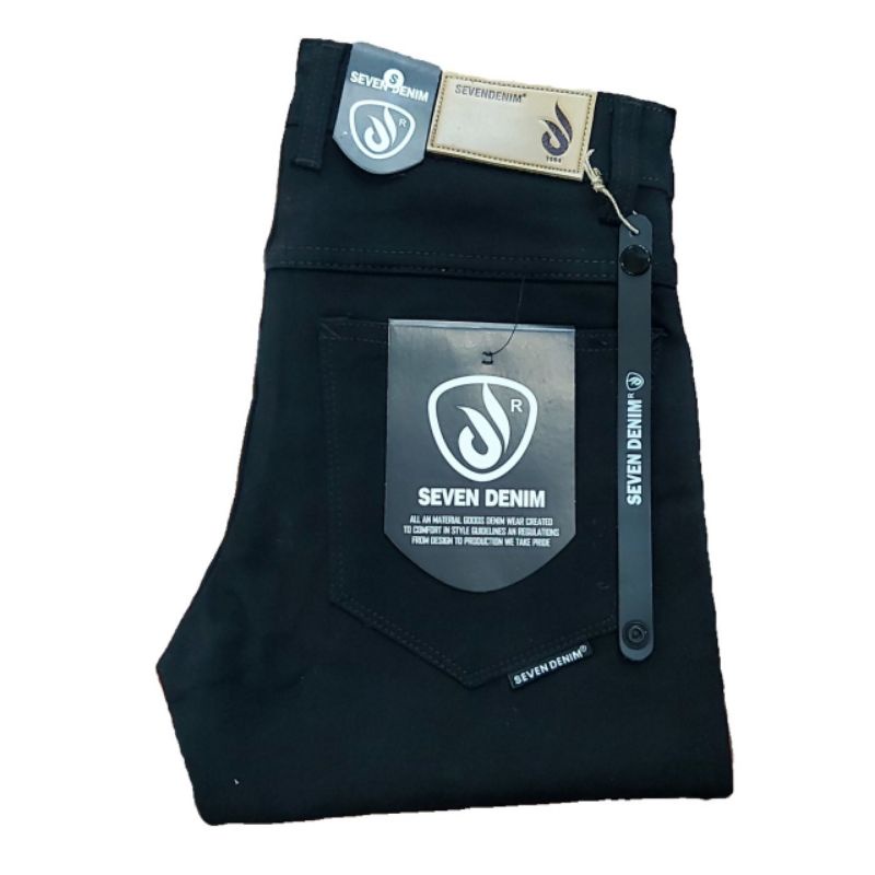Celana Jeans Seven Denim Original Hitam Polos Premium Quality Distro | Celana Jeans Pria