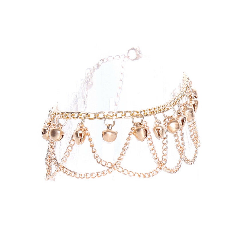 Gelang Kaki Model Rumbai Gelombang Warna Emas Gaya Bohemian