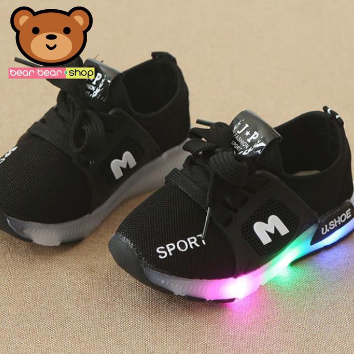 SEPATU ANAK LED / SNEAKERS ANAK / SEPATU SEKOLAH ANAK LITTLE M 2019 - 21, RED