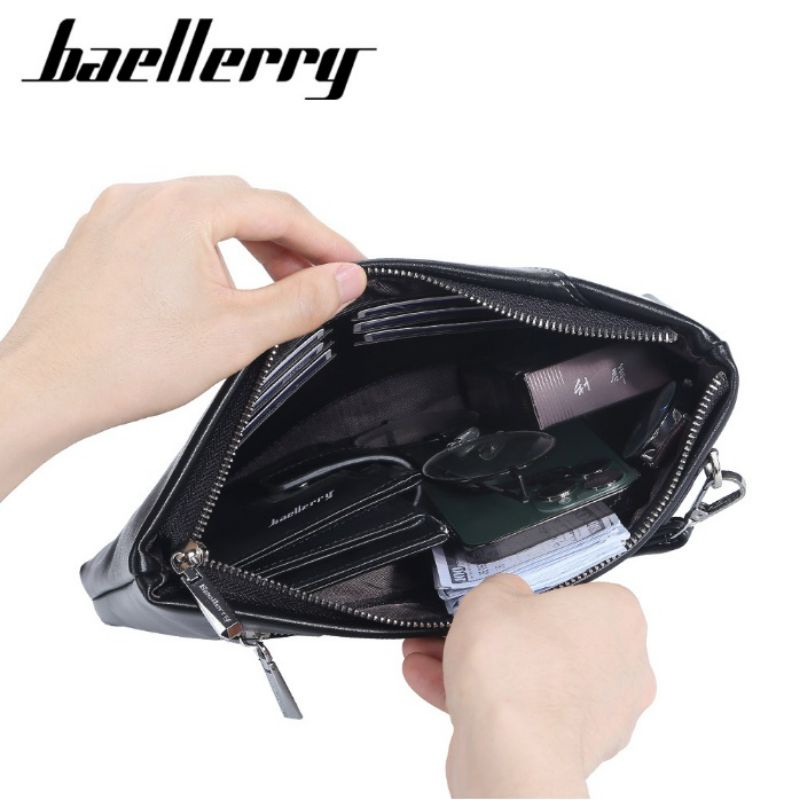 BAELLERRY S1126 Clutch Pria Wanita Bahan Kulit PU Leather Premium Hitam