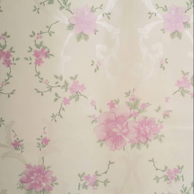 Wallpaper Sticker Dinding Tribal Bunga Rose Keriwil Cream Wallstiker Daun Kertas Stiker 5m