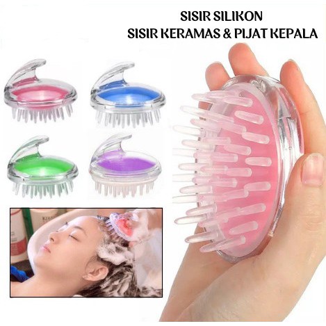 Sikat Kepala Keramas Shower Brush / Spons Mandi Sisir Keramas / Sikat Mandi Silikon / Sikat Rambut Keramas