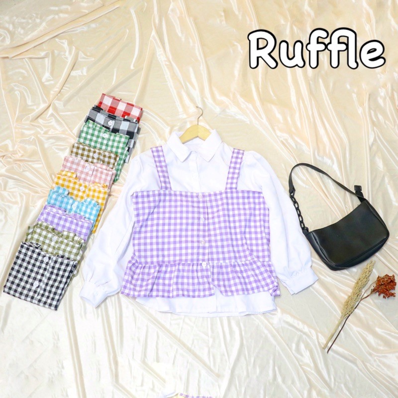 TANKTOP HALAL TARTAN / TANKTOP RUFFLE / TANKTOP CROP / TANKTOP KOTAK / TANKTOP KOREA-Ruffle