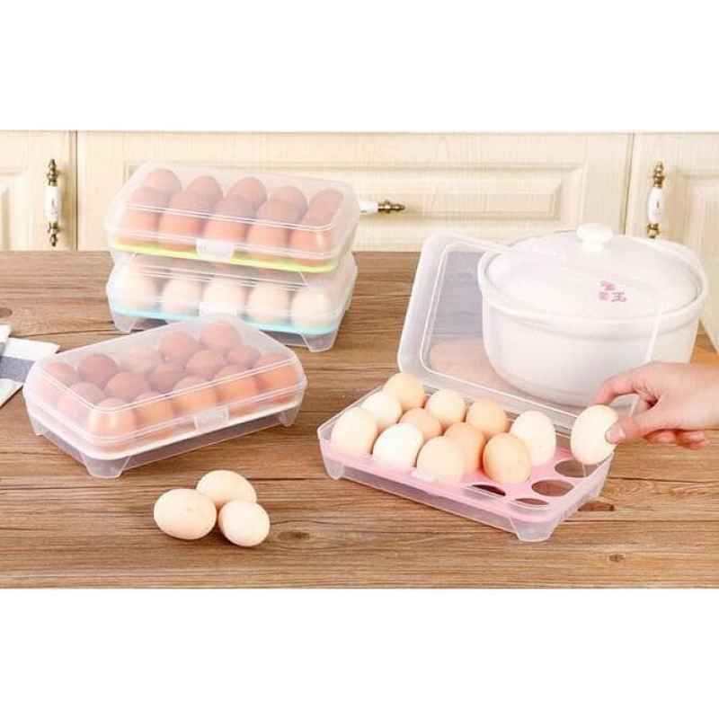 Egg Box Atau Box Telur - Tempat Penyimpanan Telur isi 15 Sekat - Box Telur 15 Pcs Penghemat Tempat