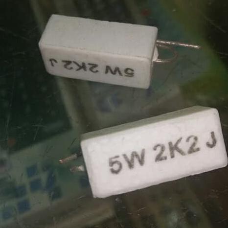 Resistor 5W 5 Watt 2k2 2.2k Ohm rajvr02 Berkualitas
