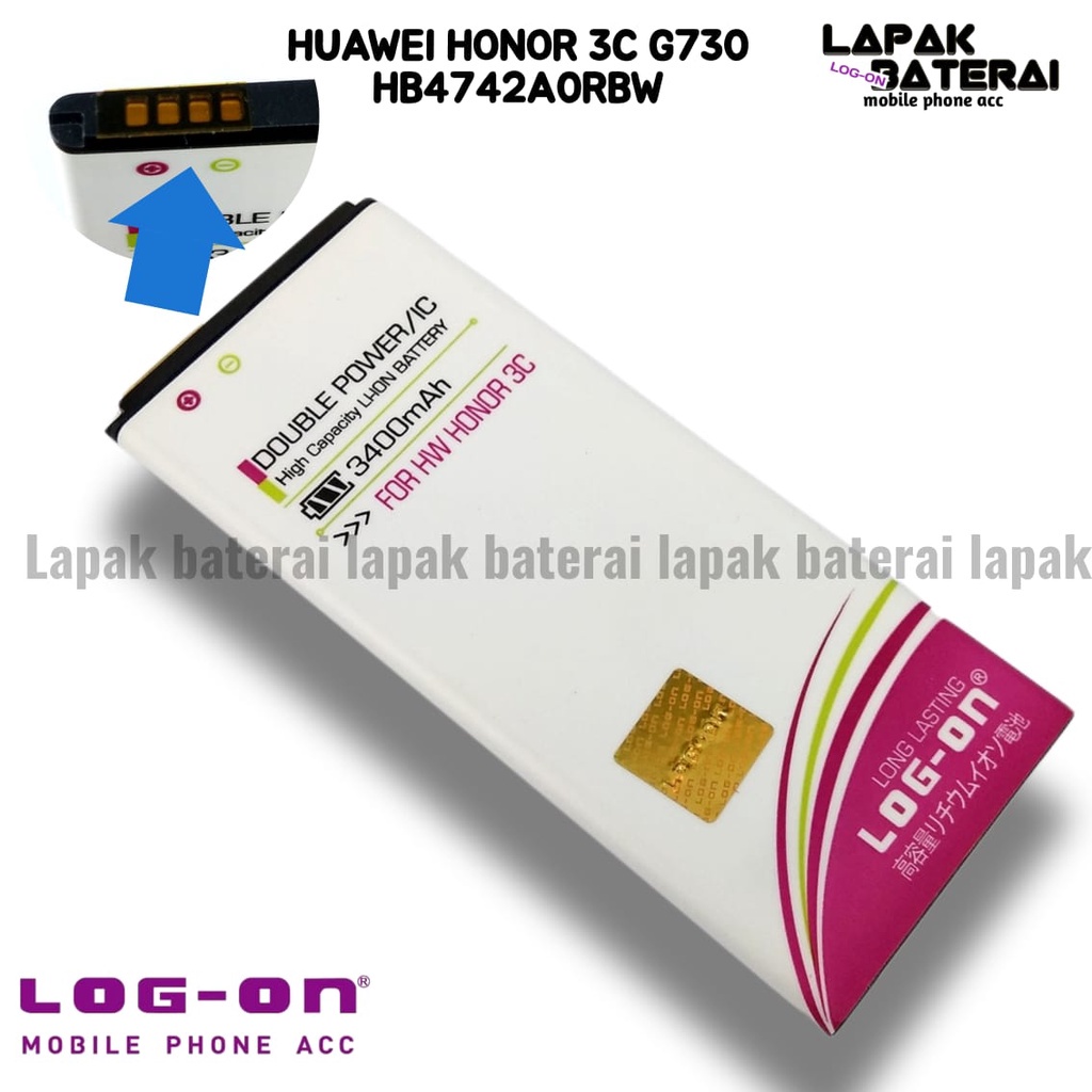 LOG - ON Baterai Huawei HONOR 3C G730 HB4742A0RBW - batre honor 3c battery ORIGINAL