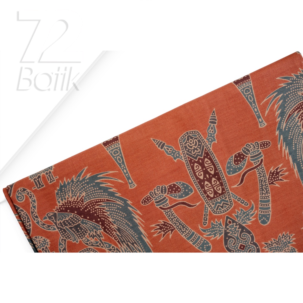 KAIN BATIK PREMIUM Bahan Katun Motif Burung Adat Warna Orange 722386 Cap 72 Jarik Jarit Samping Kebat Panjang Batik Katun Modern Premium Bahan Seragam Batik Pernikahan Kantor Keluarga Murah Kamen Jadi Batik Bali Lembaran