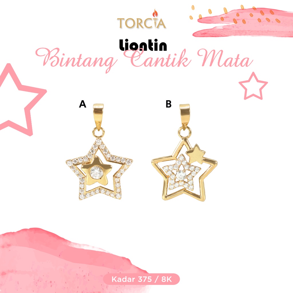 Liontin Emas Asli Bintang Cantik Mata Kadar 375 Torcia