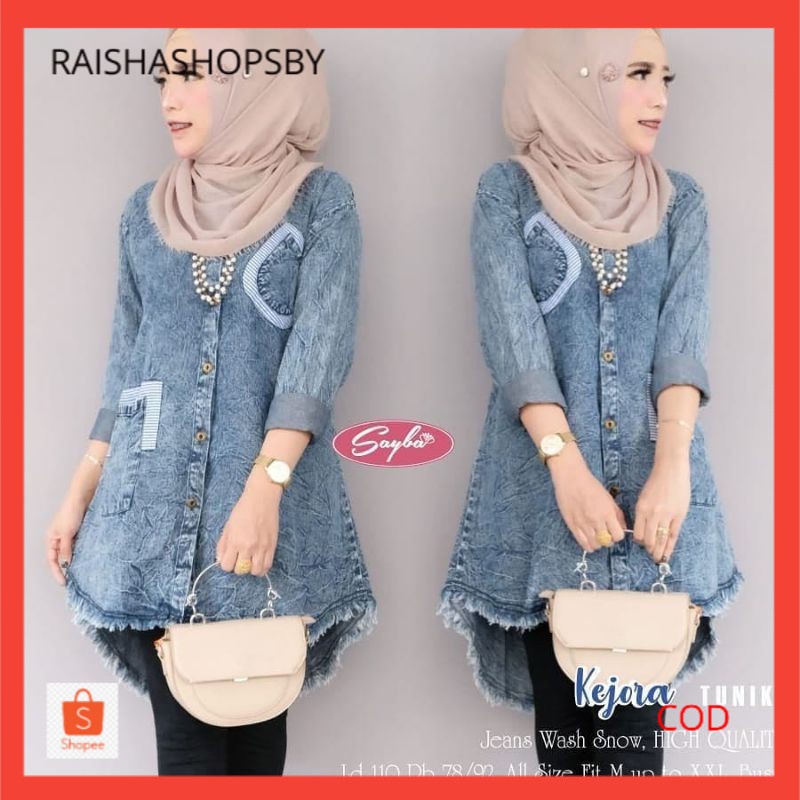 KEJORA TUNIK JEANS / ATASAN MUSLIM WANITA / PAKAIAN WANITA /