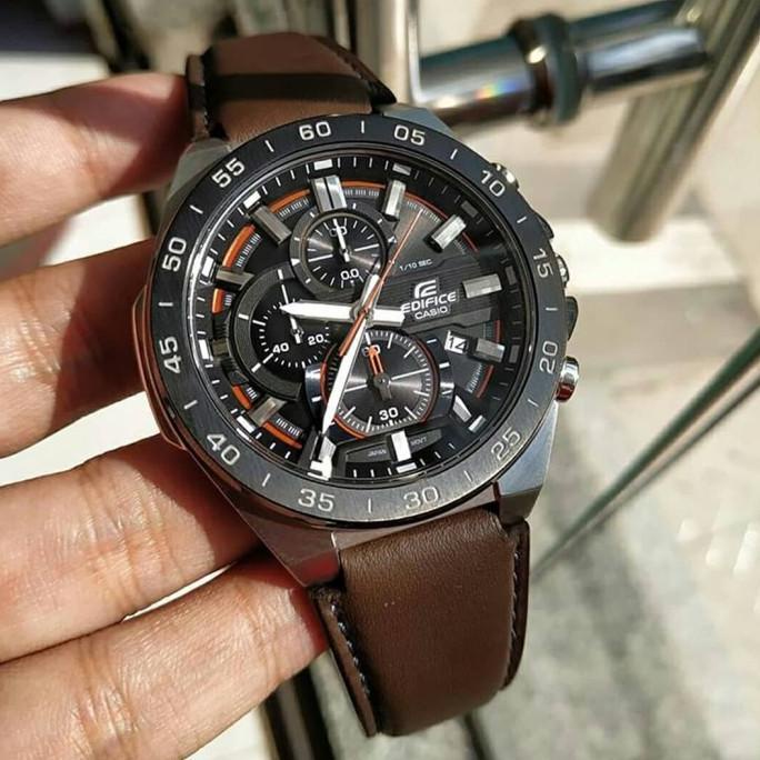 Jam Tangan Pria Casio Edifice EFR-564 BL Leather Brown Original BM